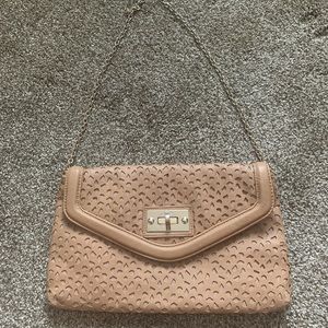 Aldo Laser Leather Cut Chain Purse Turn Lock